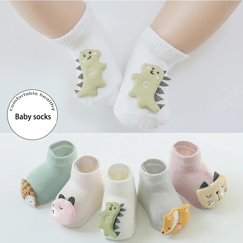 Toddler Indoor Sock Shoes Summer Autumn Newborn Baby Cotton Ankle Socks Cute Animal Floor Sorks Anti Slip Floor Kids Sock 0-3Y