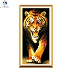 Joy Sunday King of the Monsters Tiger Cross Stitch Set Animals Counted DMC 14CT 11CT Cross-stitch Kits Embroidery Needlework