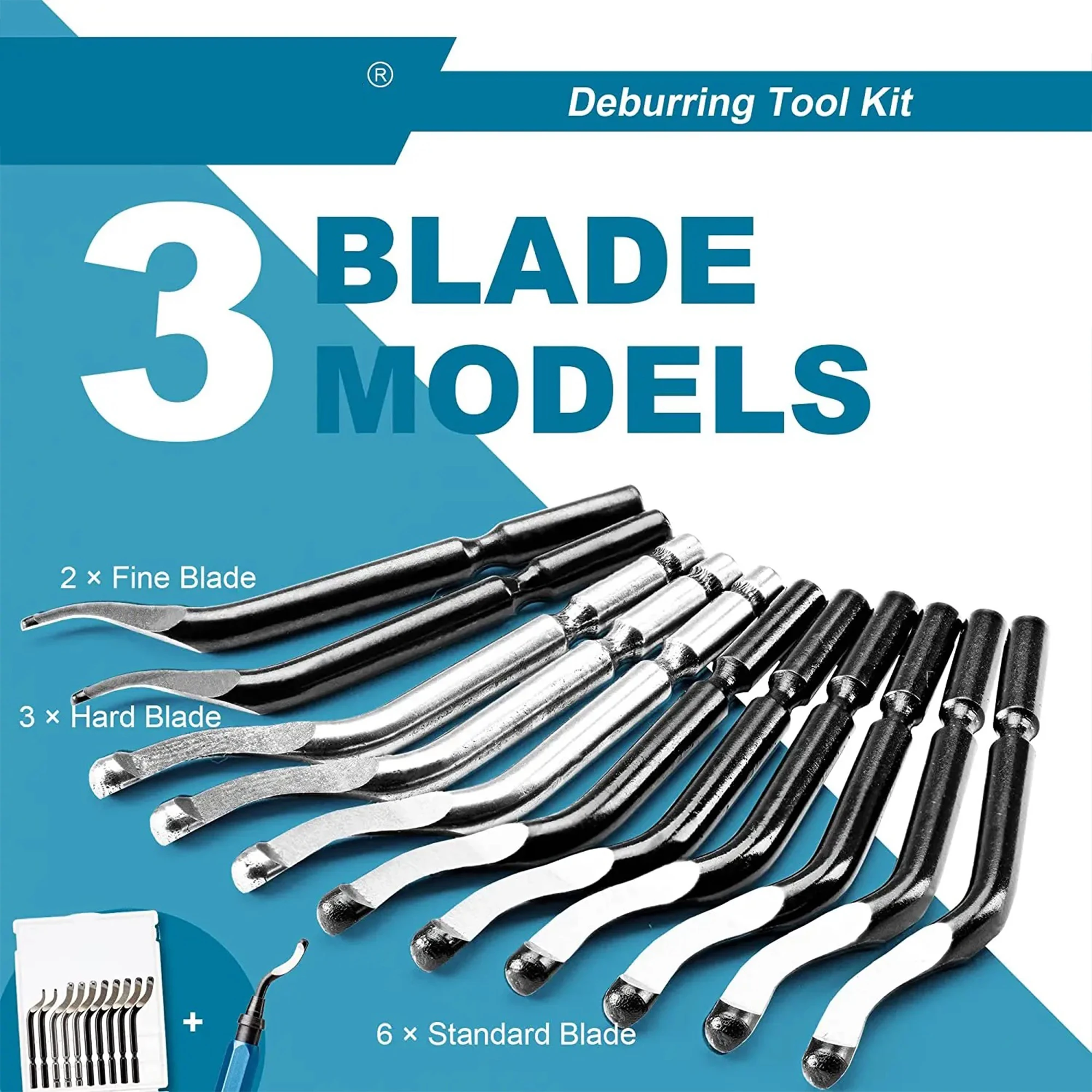 Deburring Tool with 11 HSS Steel Blades 360 Degree Rotary Head Deburring Tool for Metal Resin Plastic 3D Printing Wood image 4