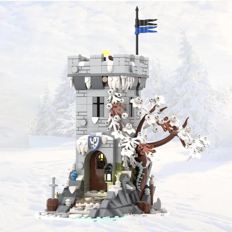 MOC Winter Wachsturm Gebäude Schloss Modell kleine Partikel passende Spielzeug Bausteine Dekoration Stück 701 Stück Set