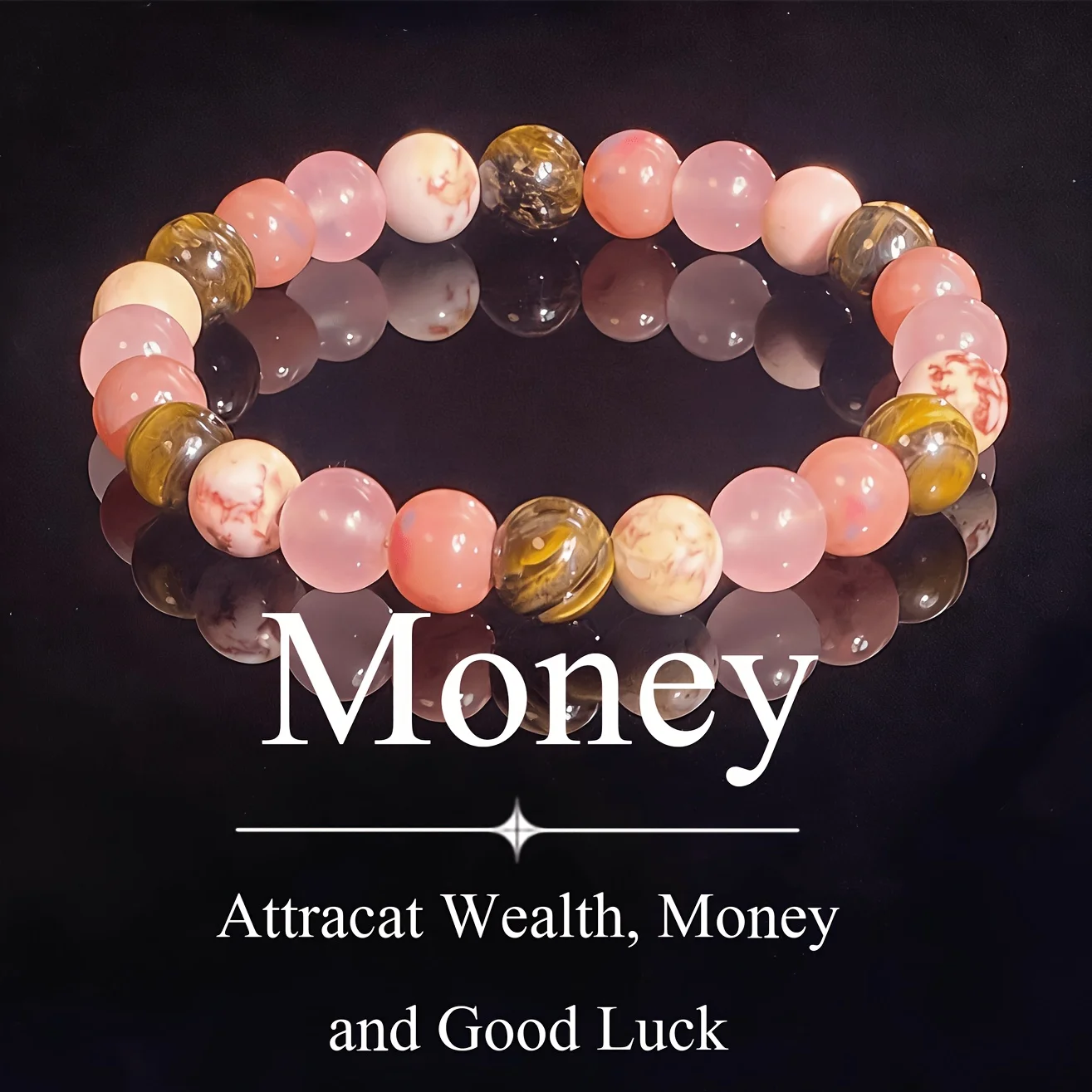 1 natural tiger's eye elastic bracelet with pink beads - elastic and comfortable design, suitable for daily wear and party occasions, Mother's Day gift, accessories for all seasons