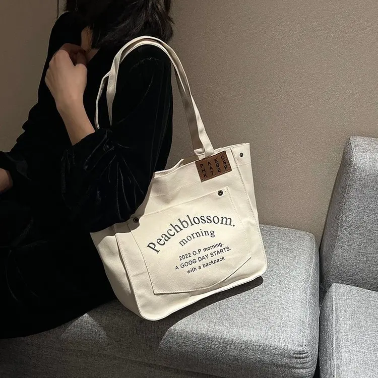 Large Capacity Bag Women\'s 2023 New Fashion One Shoulder Women Bags Canvas Versatile Tote Bag Class Commuter Handbags