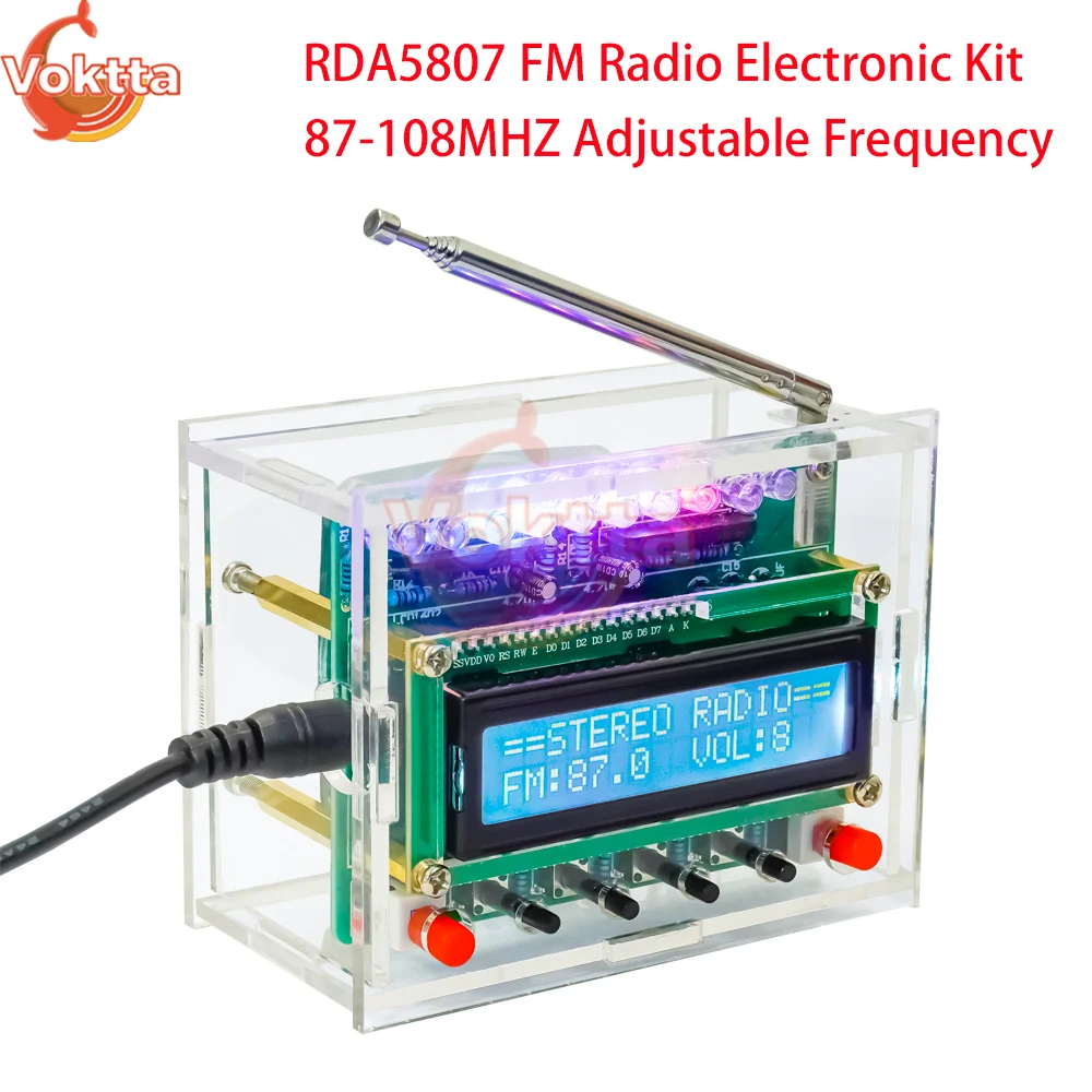 RDA5807 FM Radio Electronic Kit 87-108MHZ Adjustable Frequency Module LCD Display DIY Radio Soldering Practice Assembly Kits