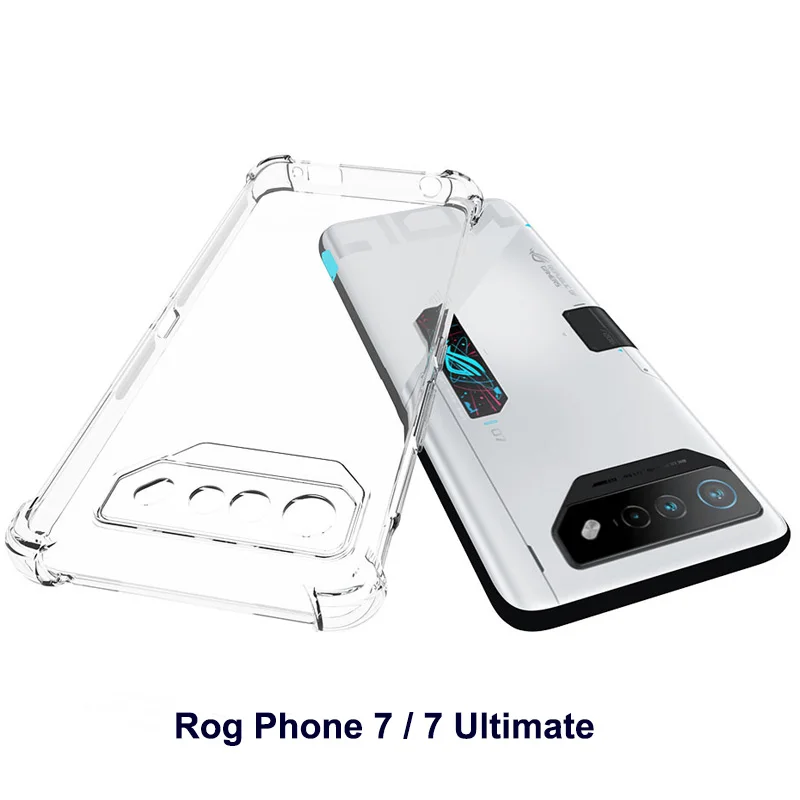 Capa para Asus Rog Phone 7 com Almofada de Ar, à Prova de Choque, Capa Traseira de Silicone TPU Transparente para Asus Rog Phone 7 Ultimate ROG7 5G