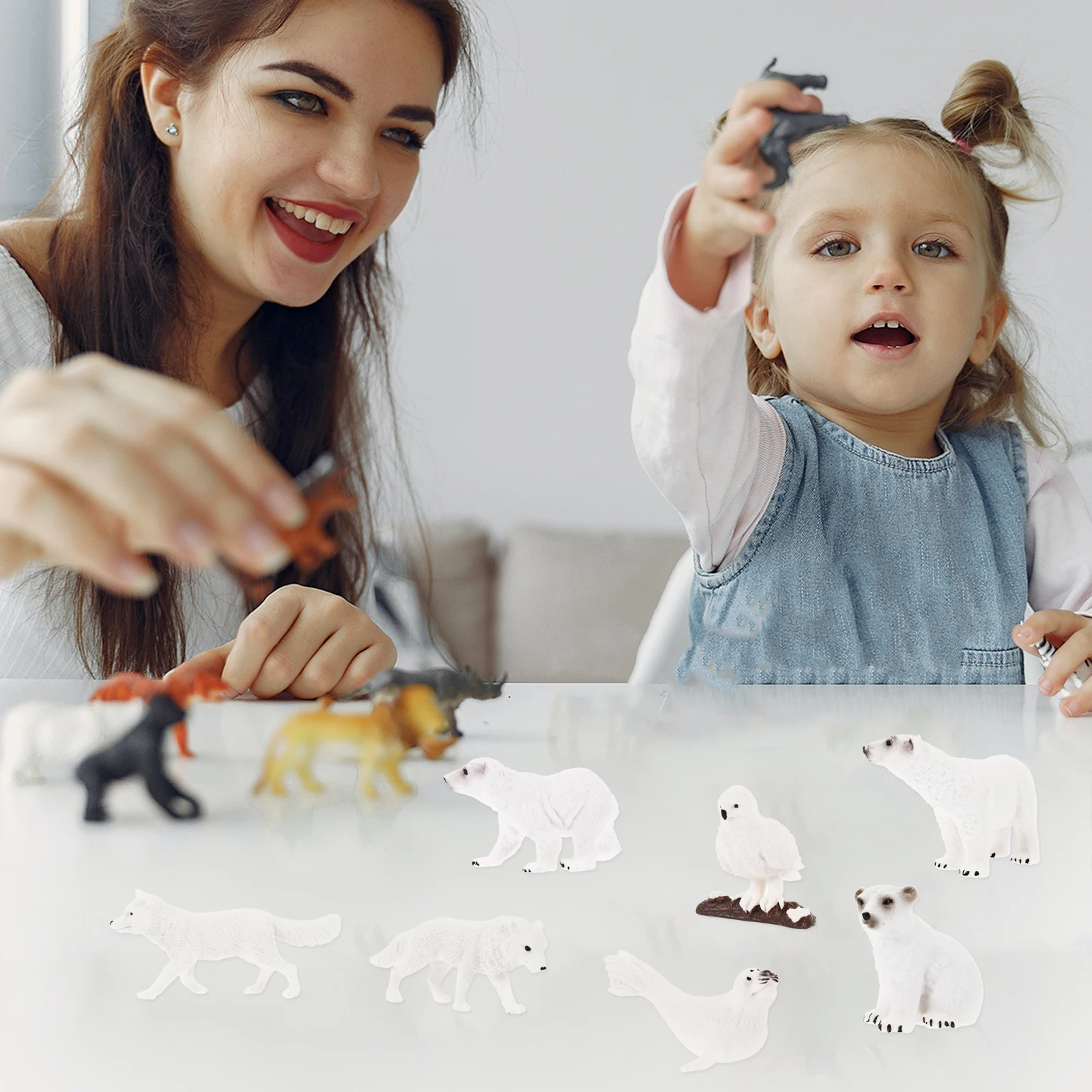 

9 Pcs Polar Bear Ornaments Toys Arctic Animal Figurines for Kids Animals Figures Sea Creatures Craft