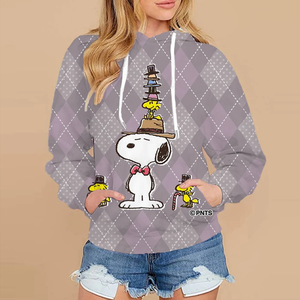 Snoopy Cartoon Anime Women\'s Hoodie Spring and Autumn Edition Women\'s Round Neck Hoodie 2024 New Fashion Couple Sportswear Top