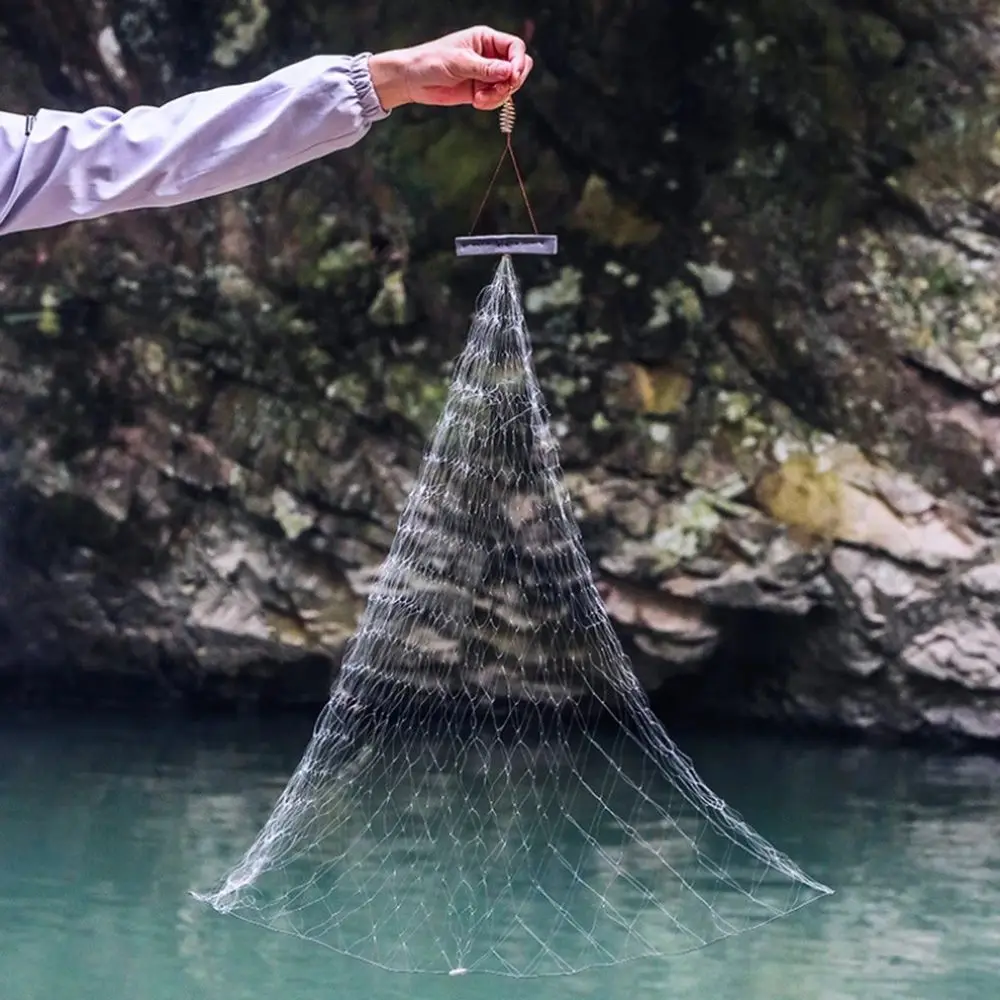 Trampa de red de pesca, malla luminosa con cuentas, red para peces de mar, diseño de aparejos, aparejos de trampa de pesca fundidos para shoal de cobre
