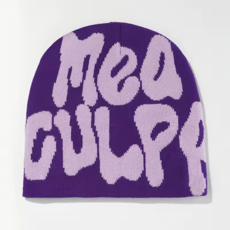 Mea Culpa Knitting Beanies Hat For Women Men Couple Y2K What's In Fashion Bonnet Kpop Wool Skullies Hoods Lady Caps Gorro шапка - Image 36