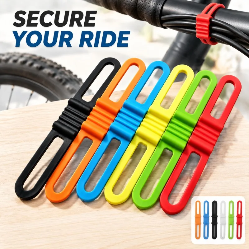 Fahrrad-Silikon-Kabelbinder, MTB-Befestigungsband, Fahrradzubehör, elastisches Bündelband zum sicheren Fixieren beim Offroad-Fahren