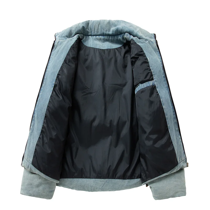 Man Jacket Autumn Winter Vintage Contrast Color Male Down Coat Thicken Warm Stand Collar Long Sleeve Versatile Men Outerwear