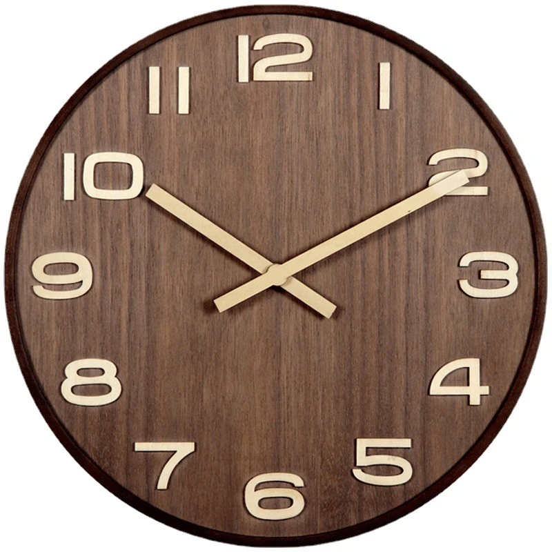 Norwegian Forest Digital Bentwood Wall Clock Luxury Silent Solid Wood Color Wall Clock for Living Room Bedroom Office Home Decor