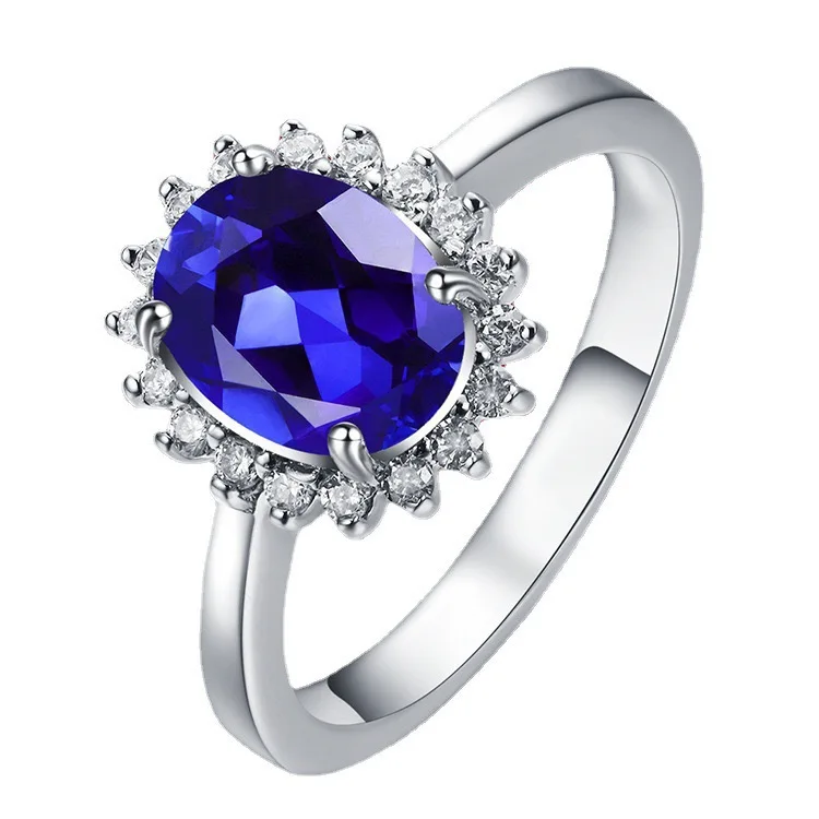 

2ct Moissanite Sapphire Ring for Women PT950 Platinum Elegant Minimalist Office Style Suitable for Work And Daily Wear
