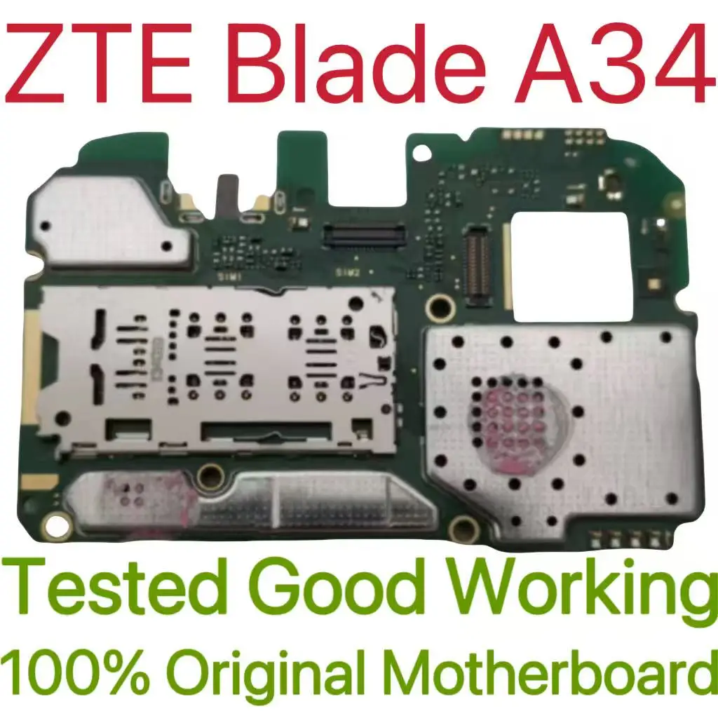 Global Version Original Unlocked Motherboard for ZTE Blade A34 Tested Circuit Plate Main Logic Board for ZTE Blade A34