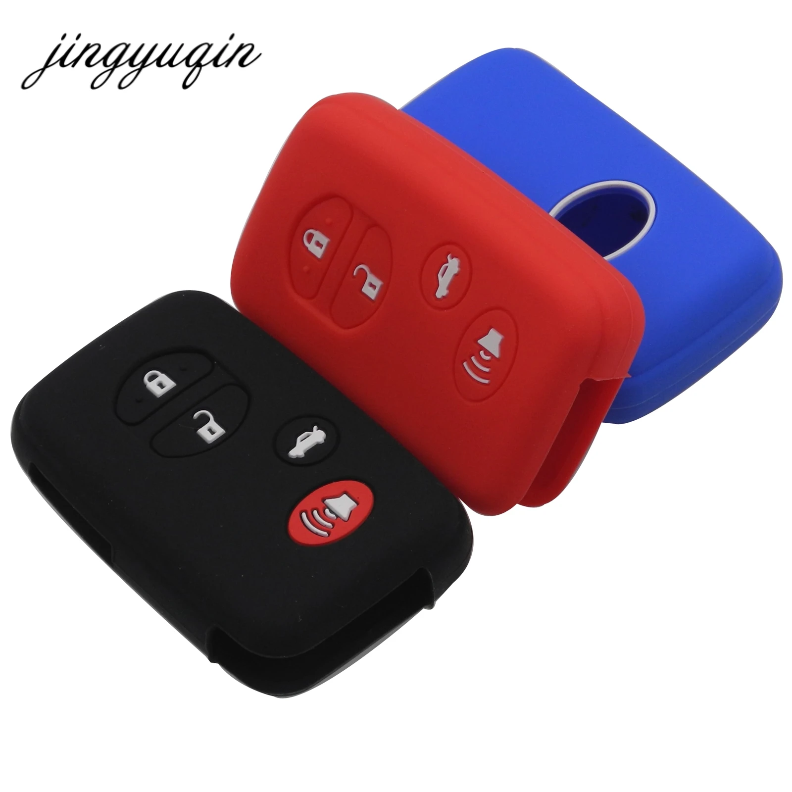 jingyuqin Skin Silicone Key Cover for Toyota Camry Highlander Prado Crown Land Cruiser Prius Aqua Hilux Rav4 4 Button Key Case