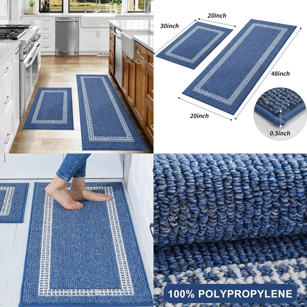 

Синие толстые кухонные коврики из полипропилена, нескользящие 20x30/20x48 дюймов, домашний моющийся коврик