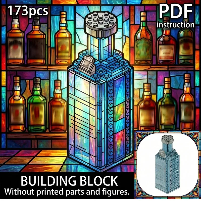 

Набор для сборки DIY: Креативная модель хрустальной бутылки из строительных блоков, украшение для дома и рабочего стола, подарок для взрослых