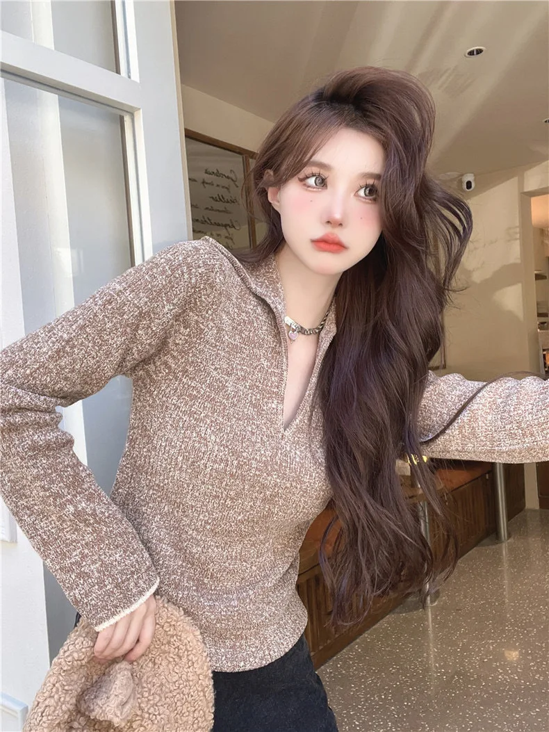 Pullovers Women Autumn Winter Thicker Warm Soft Basic Elegant V-neck Jumpers Korean Style All-match Ins Temper Slim Ulzzang New