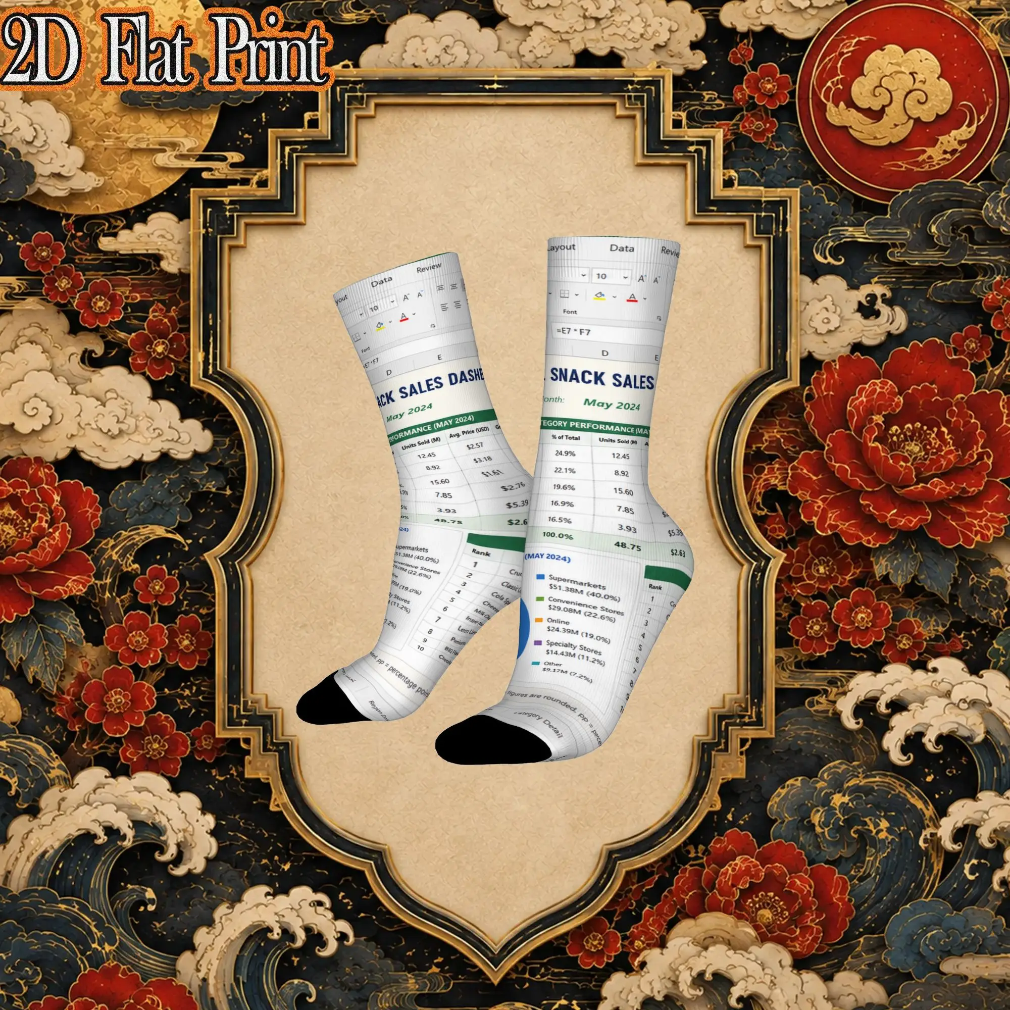 Fashion Vintage Office Form Pattern Crazy Men's  Crew Sock Unisex  Funny  compression Socks