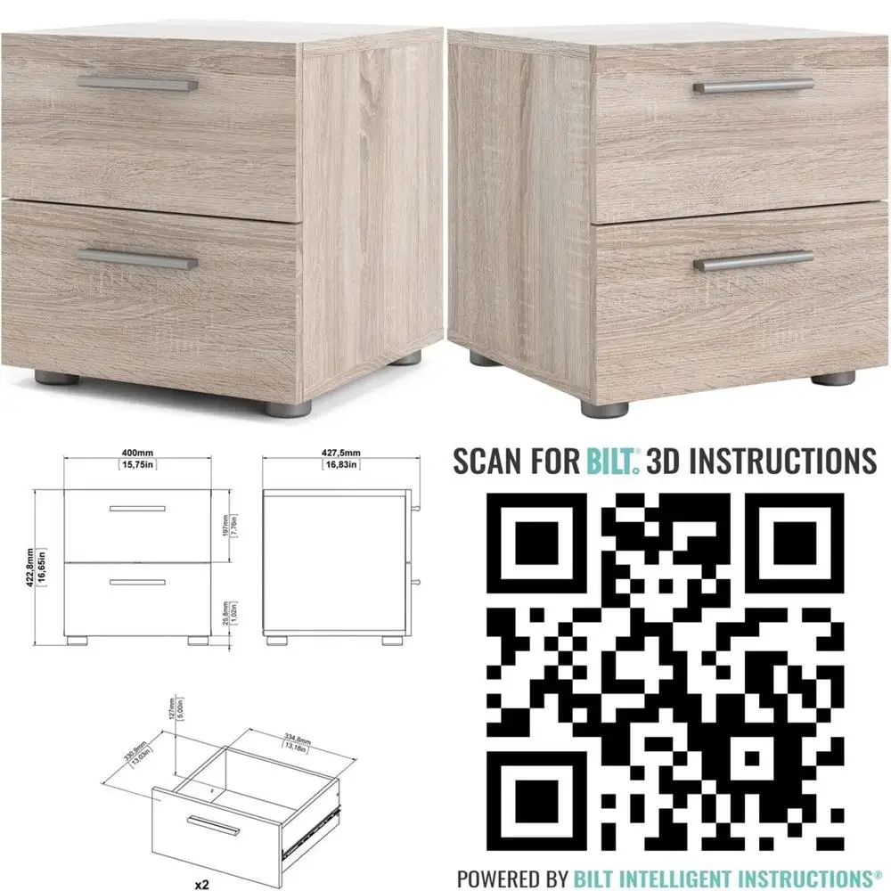 

Contemporary Mahogany 2-Drawer Engineered Wood Nightstand