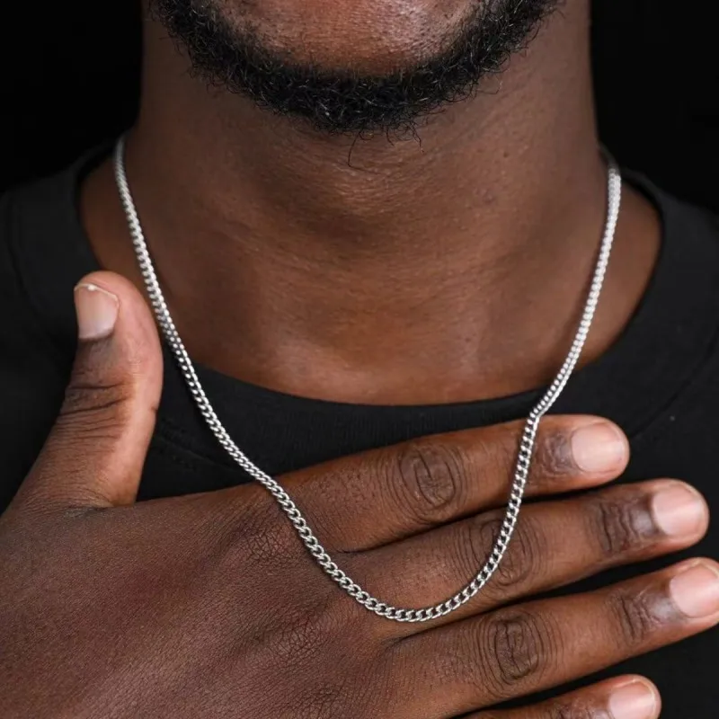 European and American high-end stainless steel grinding Cuban chain bracelet hip-hop simple men's titanium steel bracelet