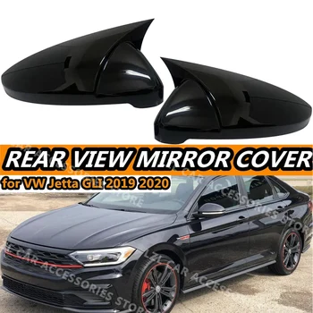 2x GLOSS กระจกมองข้างสีดําสําหรับ VW สําหรับ Volkswagen Jetta GLI 2019 2020 2021 2022 ด้านหลังดูกระจกฝาครอบ