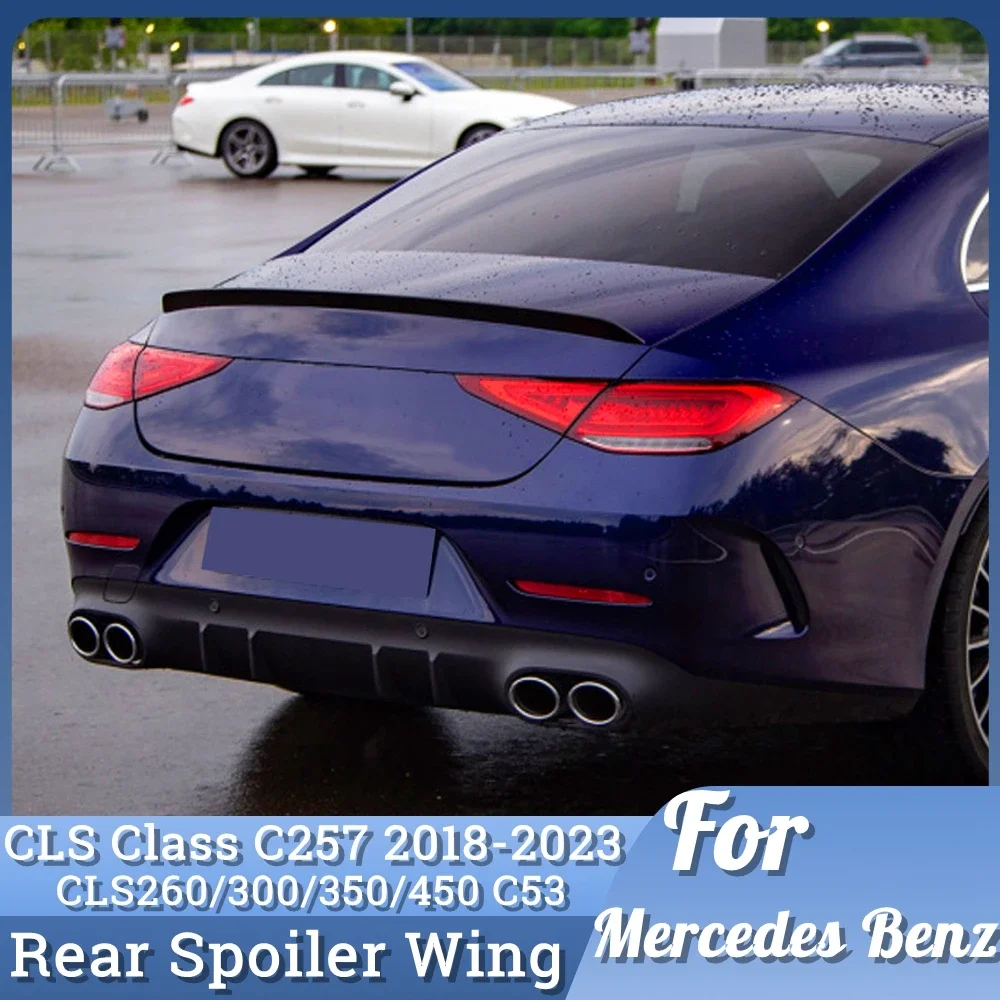 Задний спойлер багажника на крышу, крыло для Mercedes Benz CLS C257 W257 CLS300 CLS350 CLS400 CLS53 AMG 2018-2023, внешний тюнинговый сплиттер Задний спойлер багажника на крышу, крыло для Mercedes Benz CLS C257 W257 CLS300 CLS350 CLS400 CLS53 AMG 2018-2023, внешний тюнинговый сплиттер