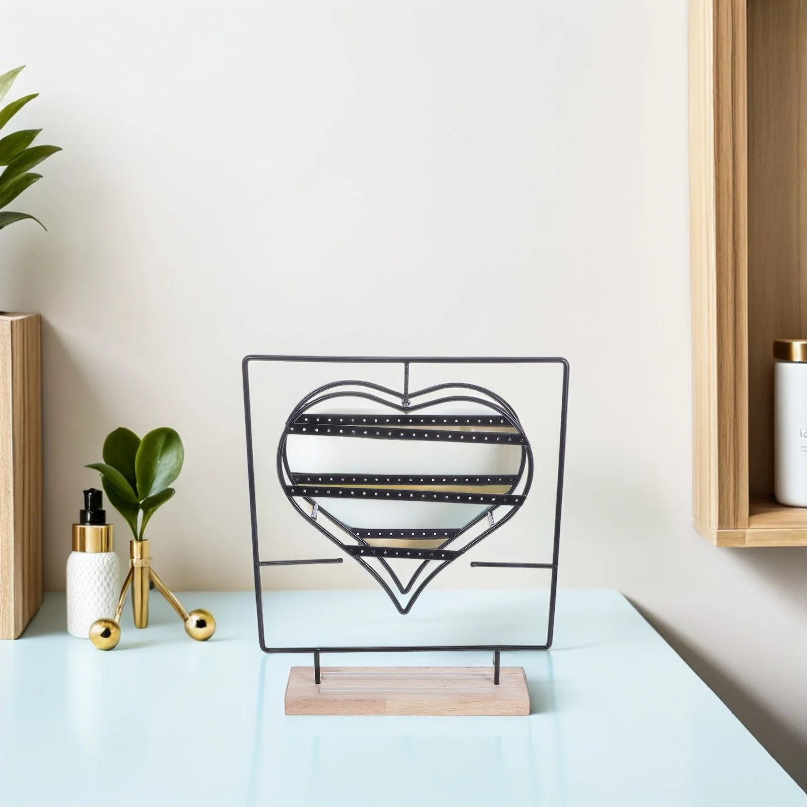 Black 360 Rotating Jewelry Stand Metal Earring Display Organizer for Shops and Boutiques Rotary Jewelry Display