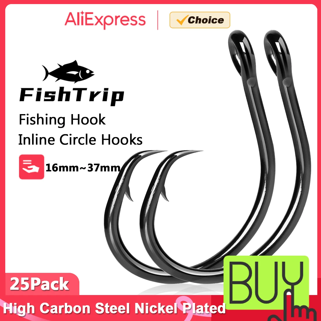 Fishtrip Inline Circle Hooks 1x starker leichter Draht Süßwasser haken lebender Köder für Tarpon, für Marlin & Deep-Drop für Schwertfisch