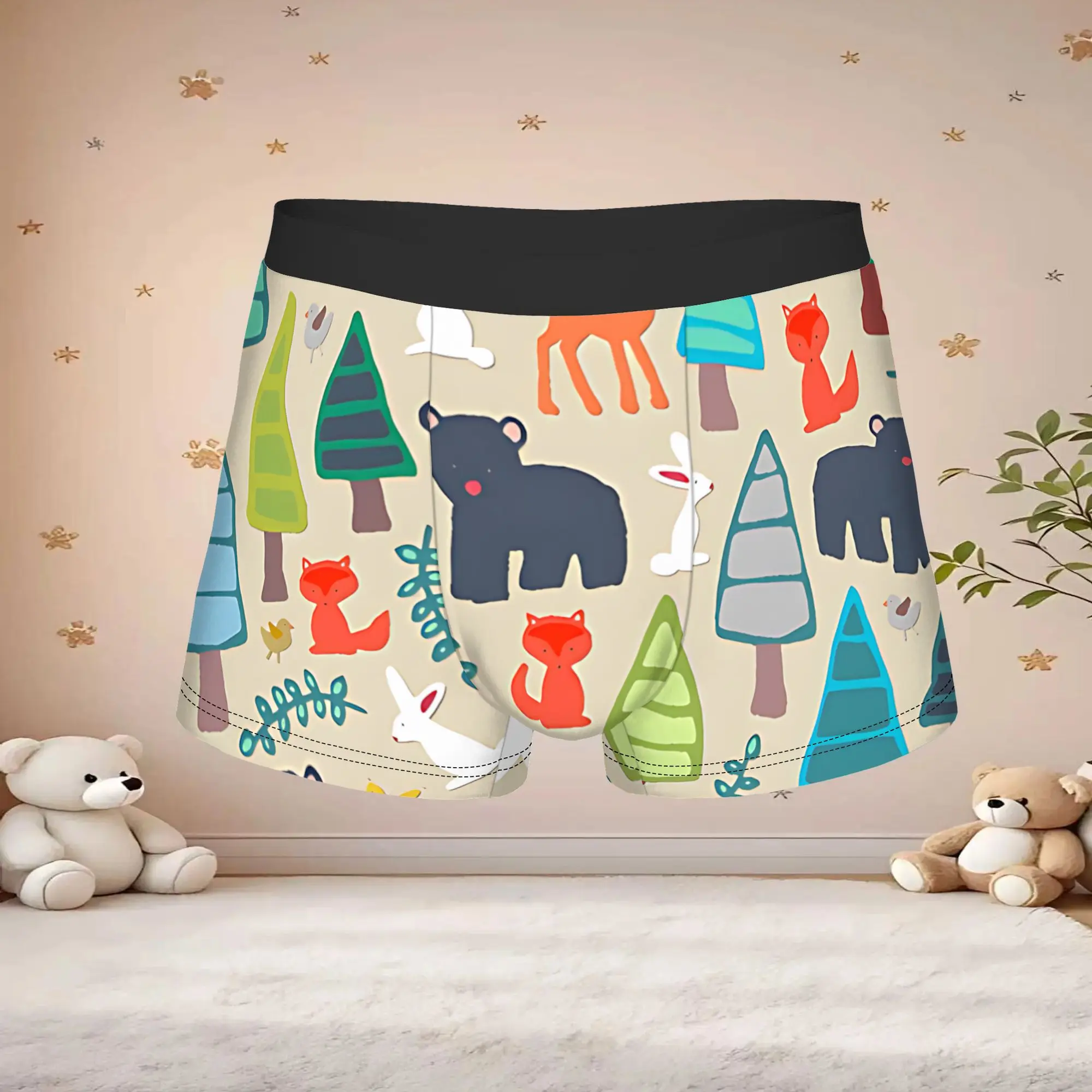 1pc Popular Summer Woodland boxers  Novelty Panties Men's Underwear Print Shorts Boxer Briefs