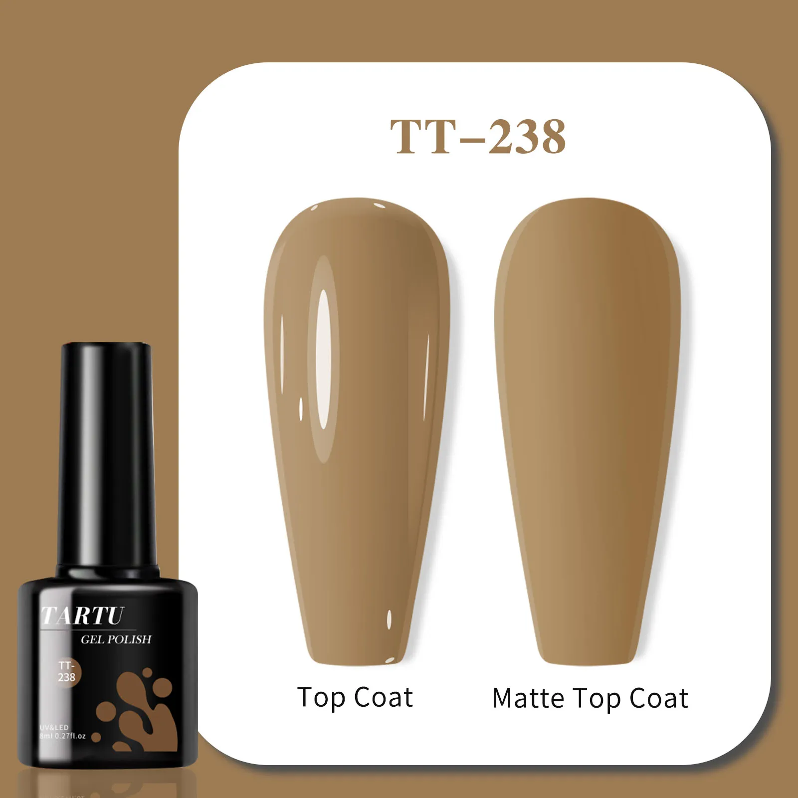 Smalto per unghie gel marrone TARTU da 8 ml, semipermanente, adatto per manicure domestica, regali fai da te per ragazze