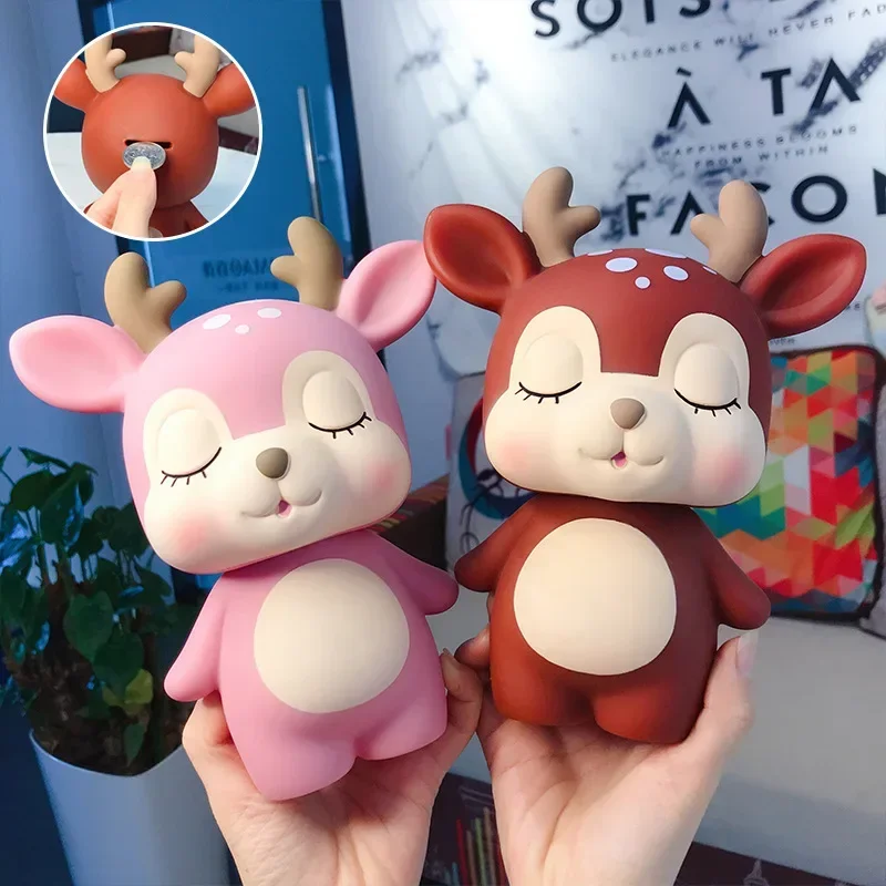 الكرتون الإبداعية الراتنج عملة حصالة على شكل حيوان الكرتون الغزلان على شكل حصالة على شكل حيوان غرفة المعيشة غرفة نوم سطح المكتب الديكور الحلي الغزلان