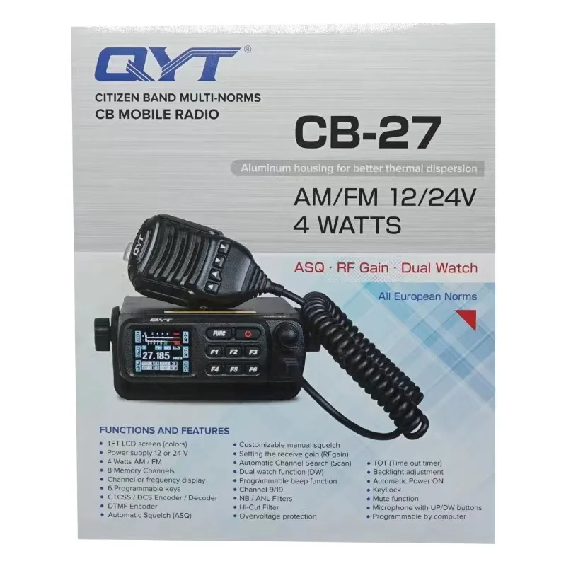 QYT-CB CB-27 Máquina 26-27MHz Shortwave Radio Intercom, navio marinho Shortwave máquina, barco de pesca, veículo estação antena, opcional