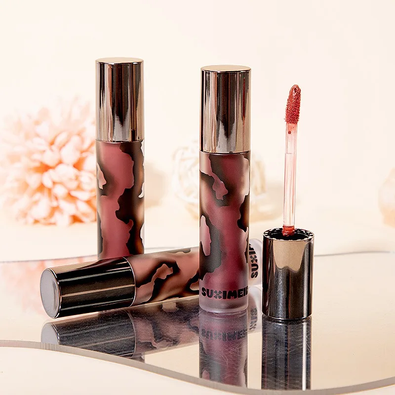 Punk Smoked Lip Gloss Dark Purple Matte Velvet Liquid Lipstick Nude Red Brown Lips Tint Mud Makeup Lip Glaze Cosmetic