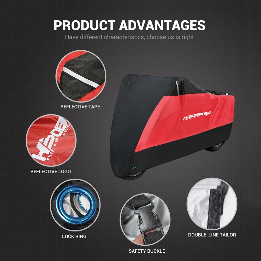 Motorcycle Cover Bike All Season Waterproof Dustproof UV Protective Outdoor Indoor Moto Scooter Motorbike Rain Cover 4
