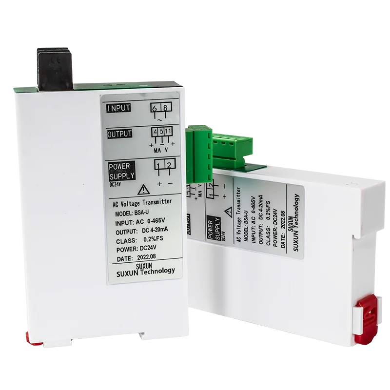 Transmisor de voltaje de CA, 0-50V, 100V, 200V, 500V, entrada 4-20mA, 0-10v, 0-5V, transductor de corriente de salida, BST-U