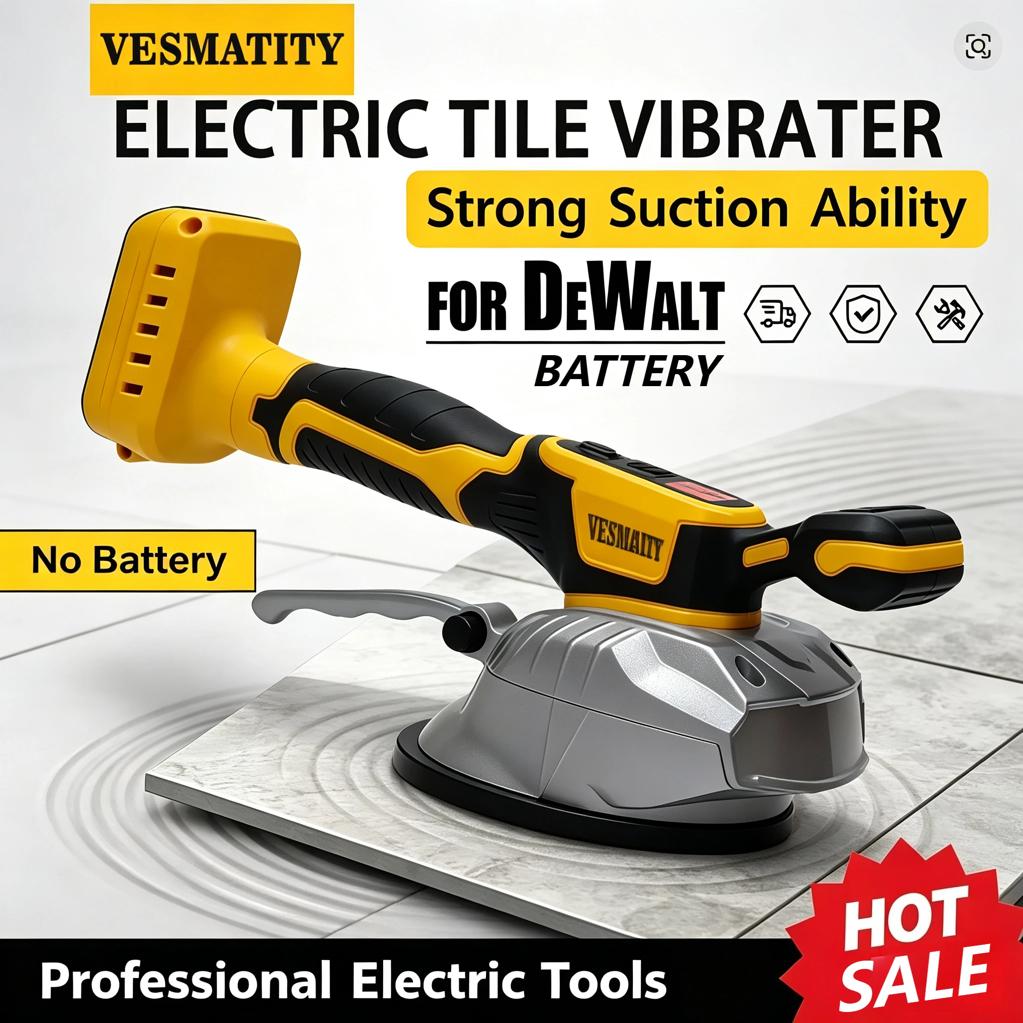 Suitable Tile Tiling Machine Cordless Wall Floor Tiles Laying Vibrating Tool Floor Vibrator Suction Cup for Dewalt Battery