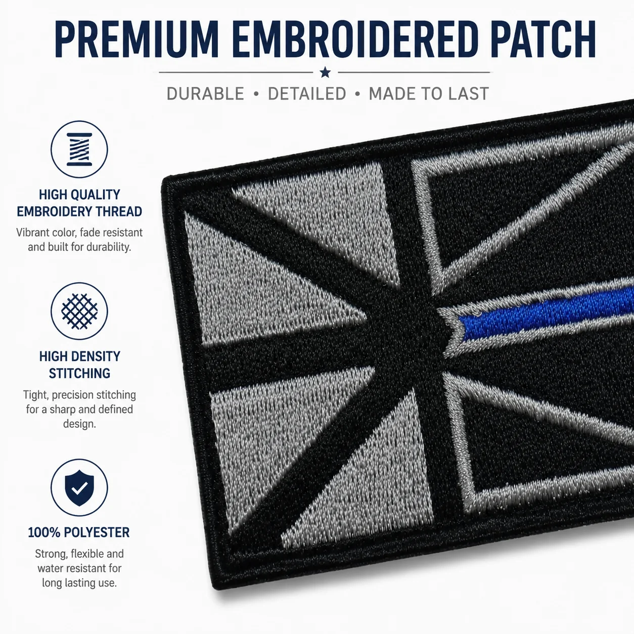 Union Jack Embroidered Patch Patriotic Decoration Morale Badge Hook and Loop for Clothes Backpacks Hats & Everything