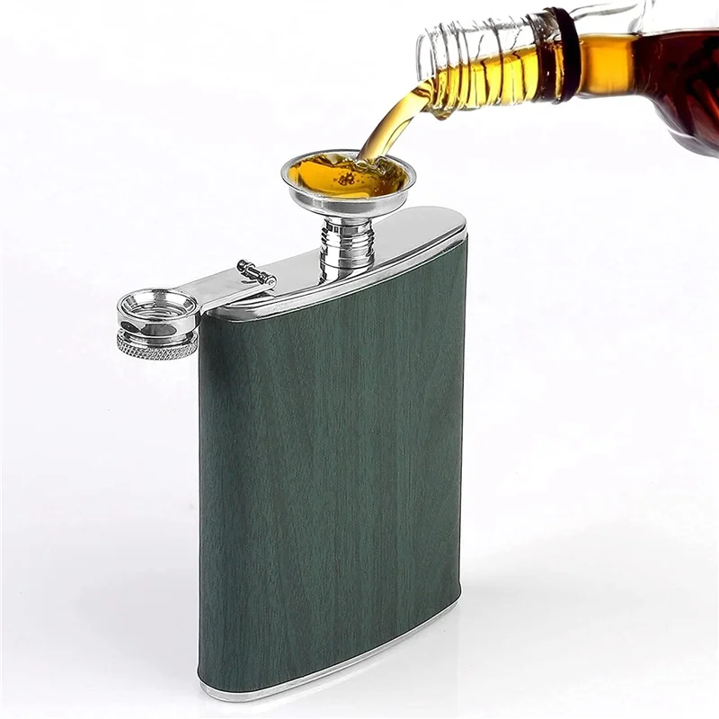 

2X Hip Flask Set Stainless Steel Flask Of Gifts For Men 260ML Bar Party Camping Barbecue Portable Pocket Flask Green-B51B