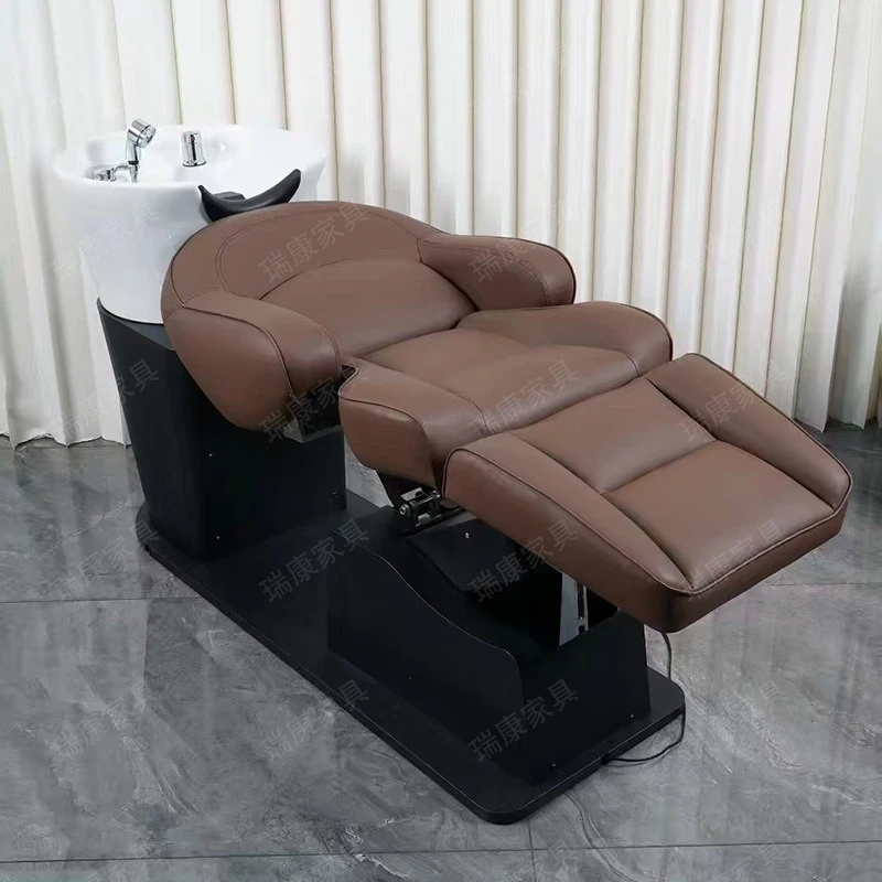 New electric lifting shampoo bed, barbershop hair salon special flush bed, Alec beauty salon recliner and hairdressing bed