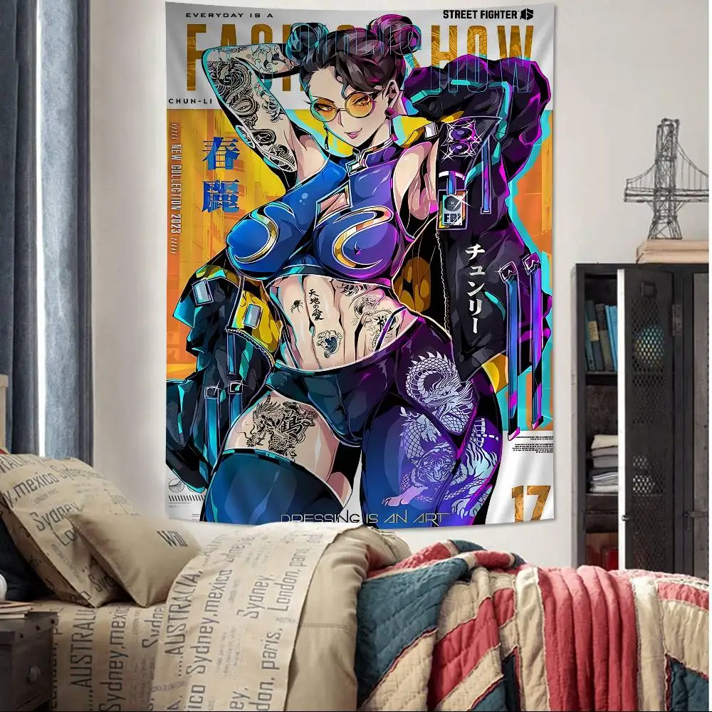 Fighting games J-Juri Role Printed Large Wall Tapestry Cheap Hippie Wall Hanging Bohemian Wall Tapestries Mandala Home Decor