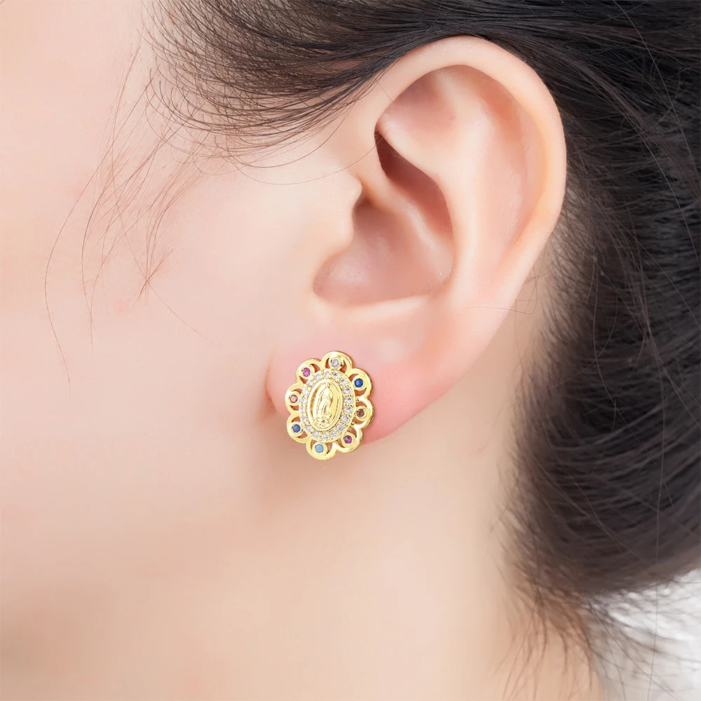 Our Lady of Guadalupe Jewelry Set – Gold Earrings & Necklace 5