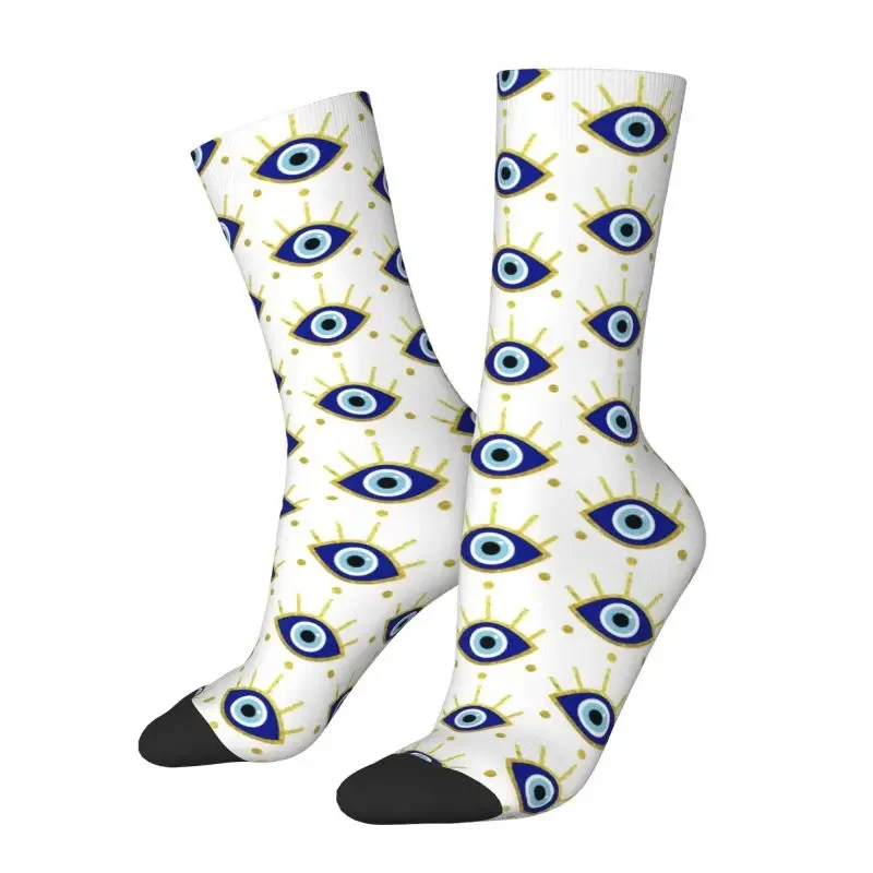 Y2K Fashion Printed Mediterranean Evil Eye Protection For Men Women Stretch Summer Autumn Winter Spiritual Amulet Crew Socks