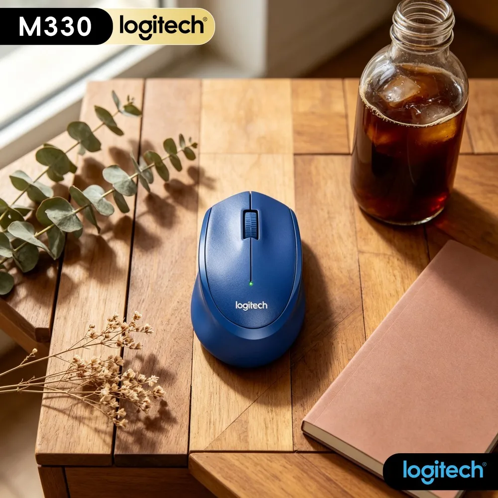 Logitech M330 Ergonomic Silent Mouse Wireless 2.4G USB Receiver High Precision 18-Month Battery For Laptop PC Mac Office Study
