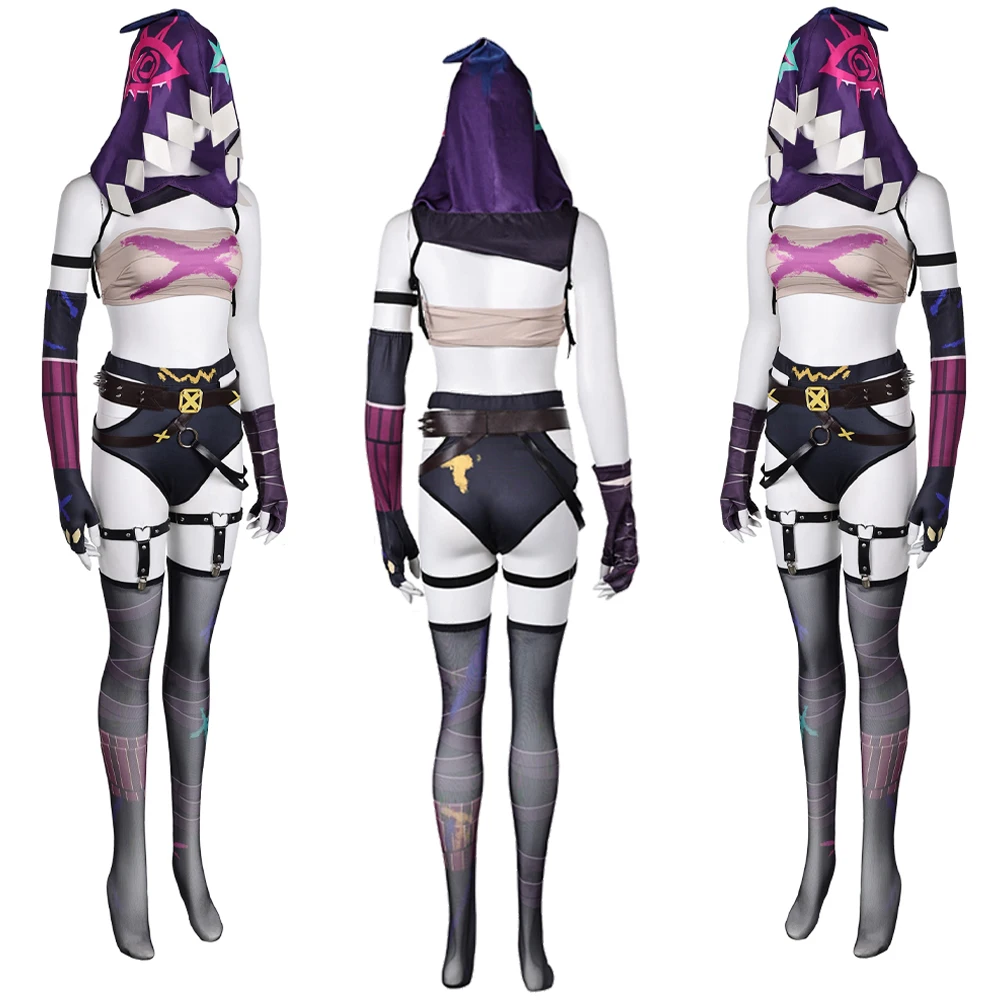 Jinx Sexy Lingerie Cosplay Arcane Game LoL Costume Women Role Play Clothing Bra Shorts Socks Hat Gloves Halloween Carnival Suit - view 2