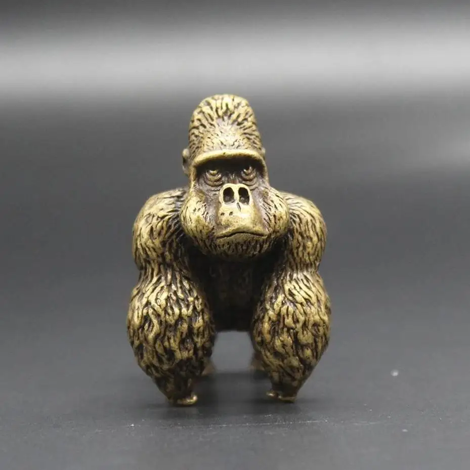 1 Pcs Antique-style Brass Golden Monkey Tea Table Tea Pet Office Desktop Animal Decorative Figurine Cast Bronze Ornament
