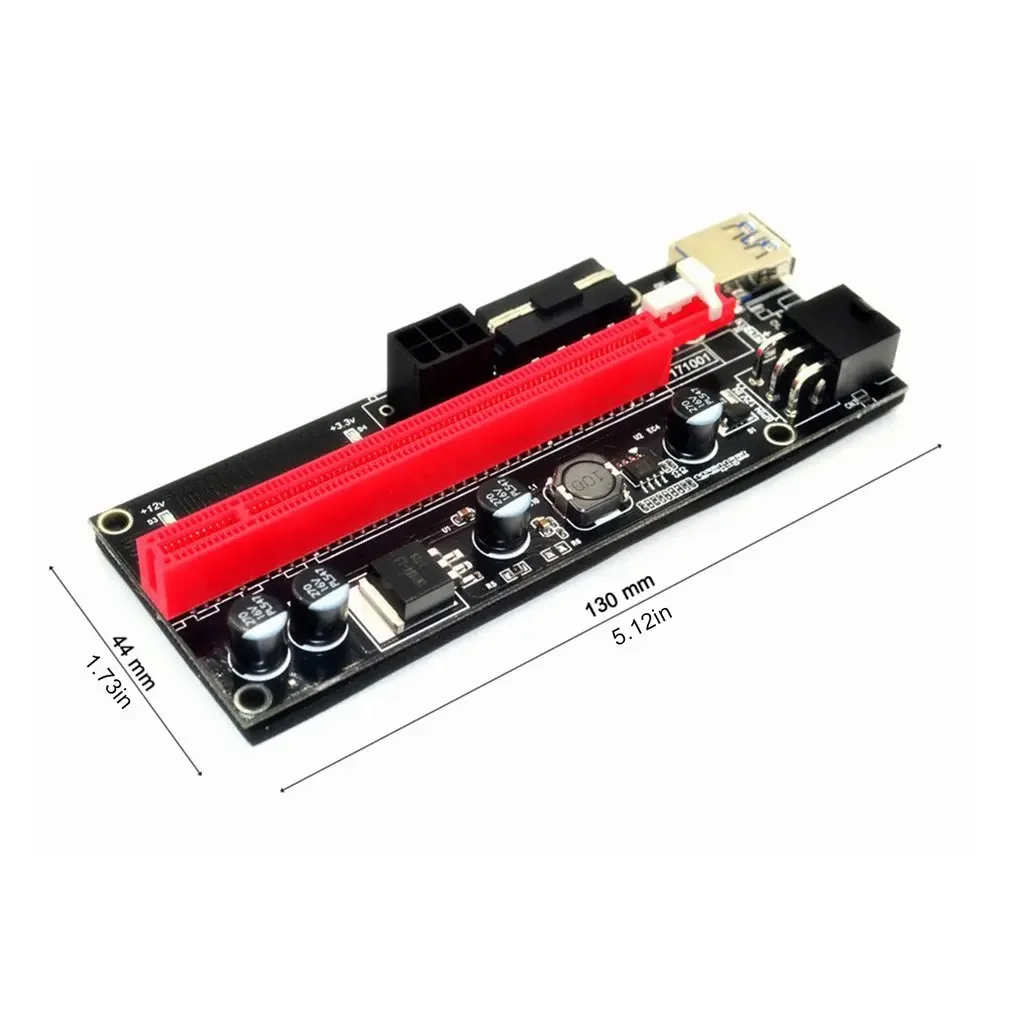 PCI-E Riser 009S 1X 16x Extender PCI E USB Riser 009S Podwójna karta adaptera 6Pin SATA 15pin do karty graficznej BTC USB 3.0 — zdjęcie 7