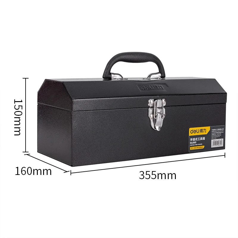 1 Pcs Black Tool Box with Plastic Handle Multifunctional Anti-rust Toolbox Woodworking Electrician Portable Tools Storage Case