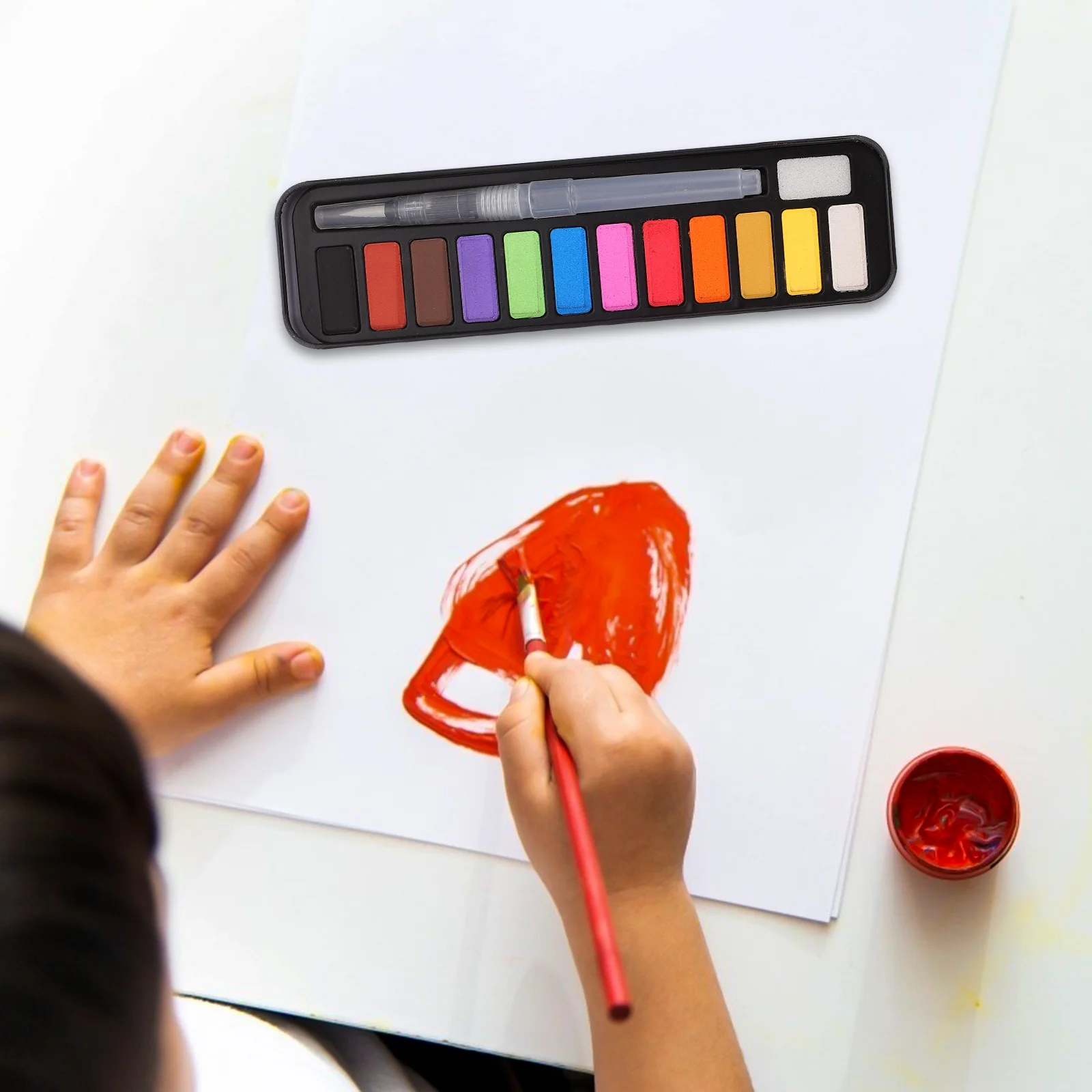 

1Set Watercolor Set Solid Pigment Paint Portable Compact Lightweight Artistic Supplies for Kids Sketch Painting Travel Gift