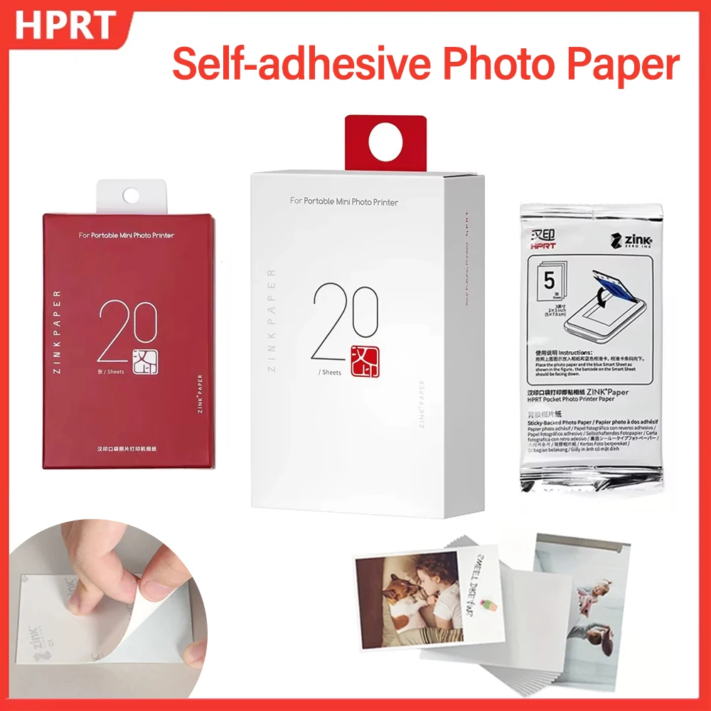 

Оригинальная официальная фотобумага HPRT MT53 с клейкой основой, 2x3 дюйма, цветная самоклеящаяся фотобумага для принтера HPRT