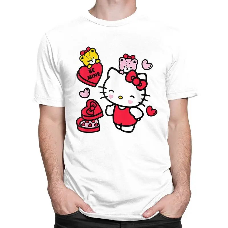 Gorgeous Hello Kitty Be Mine Candy Valentines T Shirt Men Short Sleeved 100% Cotton T-shirt Summer Tee Graphic Tshirts